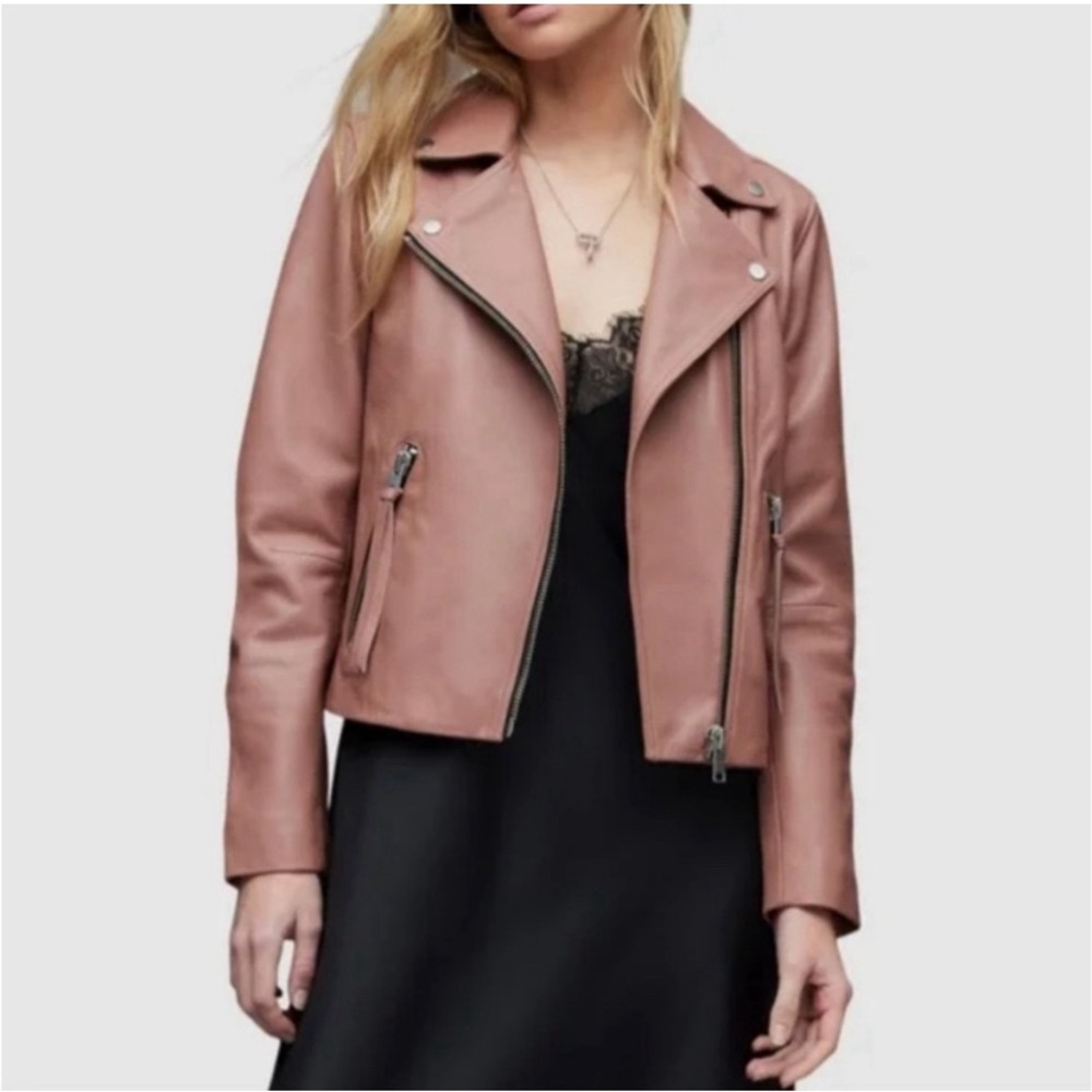 All Saints Dalby Leather Slim Fit Jacket - Picture 6 of 10